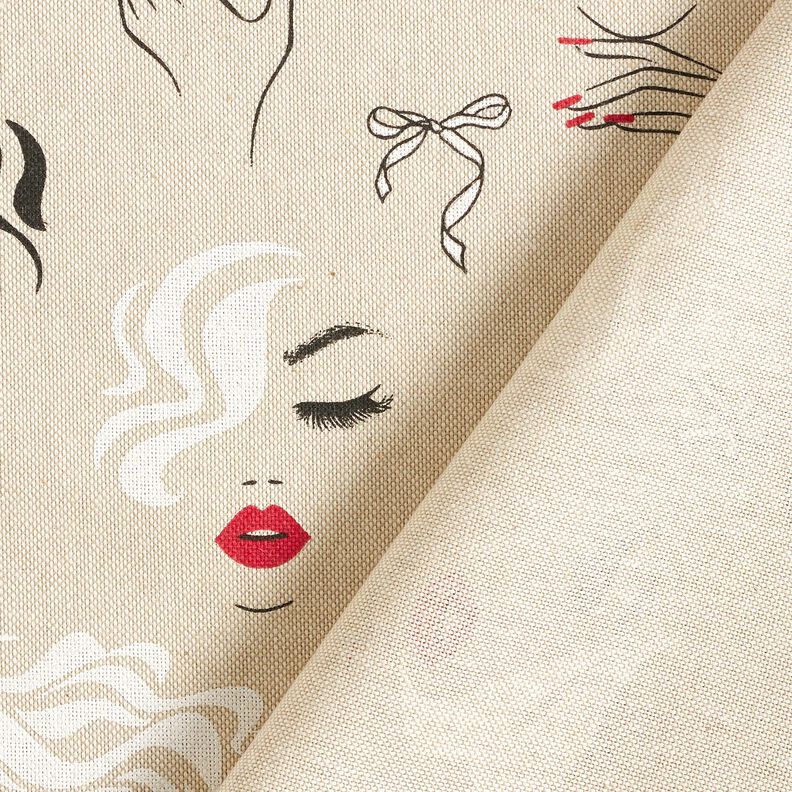 Dekorationsstof Halvpanama modeller – natur/karminrød,  image number 4