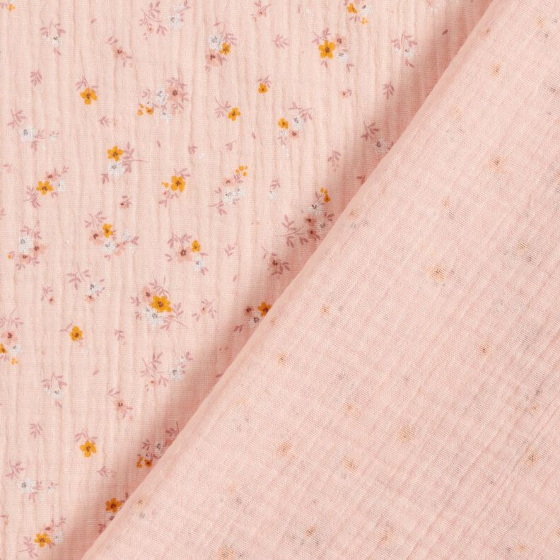 Musselin/Dobbelt-Crincle stof Romantiske blomster – rosé,  image number 4