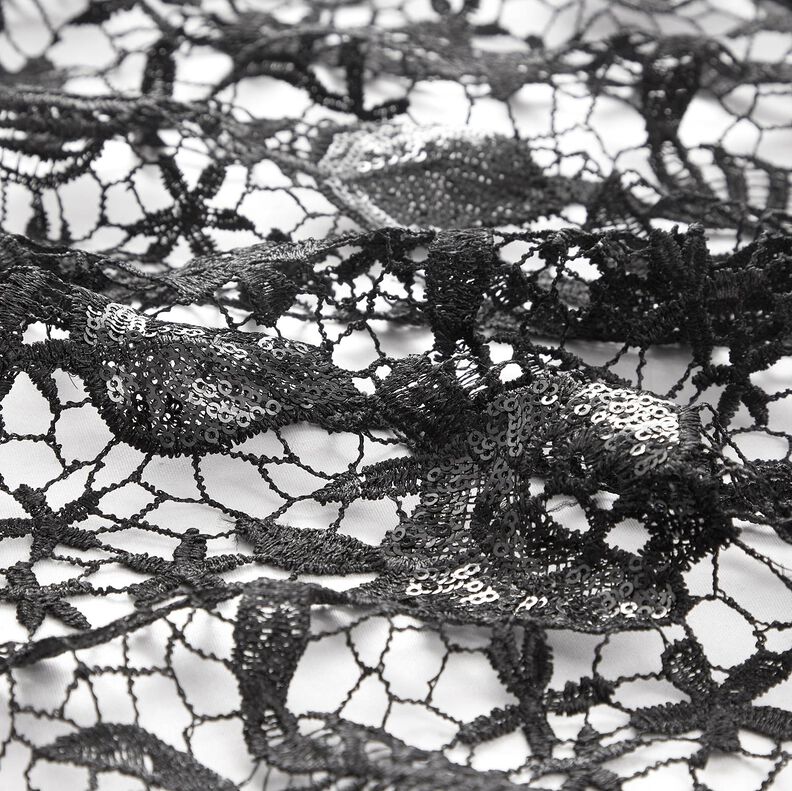 Blondestof med pailletter og bølgekant – sort,  image number 2