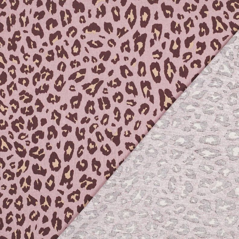 Viskose-hør-miks leo-print | Poppy Fabrics – lys gammelrosa/aubergine,  image number 4