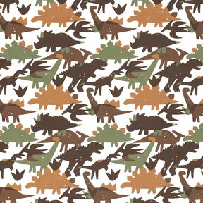 Bomuldsjersey Camouflage dinosaurer – elfenben/kastaniebrun, 
