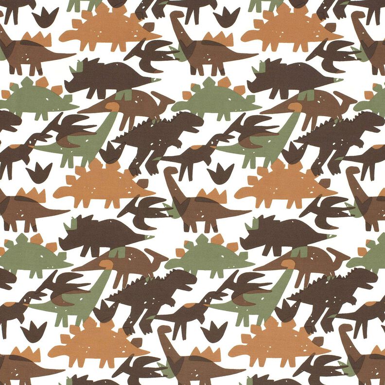 Bomuldsjersey Camouflage dinosaurer – elfenben/kastaniebrun,  image number 1