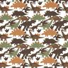 Bomuldsjersey Camouflage dinosaurer – elfenben/kastaniebrun,  thumbnail number 1