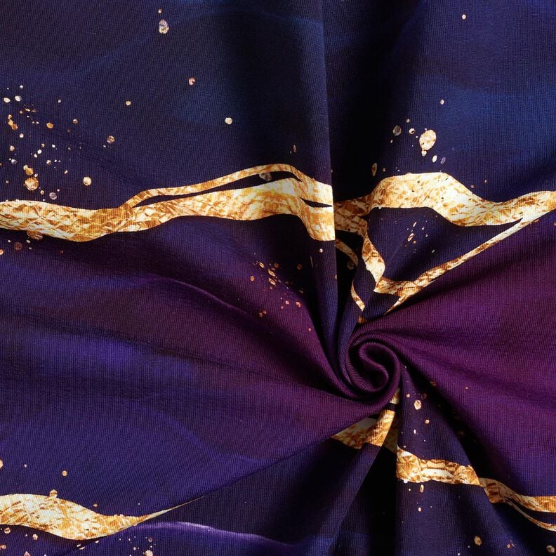Bomuldsjersey drømmende marmor | Glitzerpüppi  – rødlilla/gammelguld,  image number 3