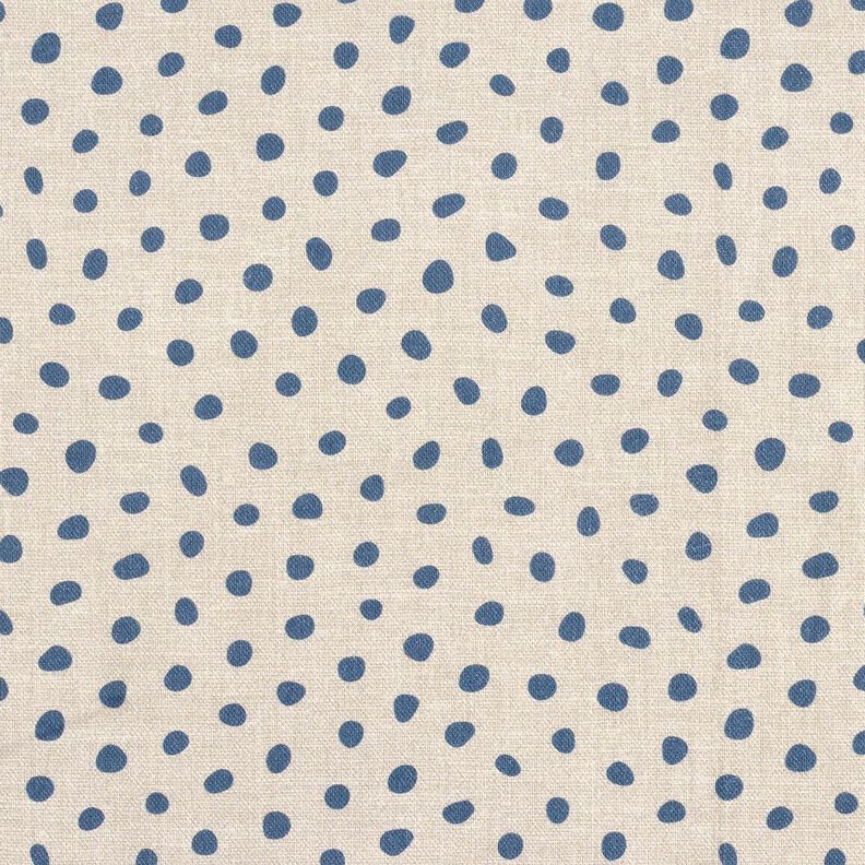 Dekorationsstof Halvpanama tilfældige prikker – blå/cashew,  image number 1