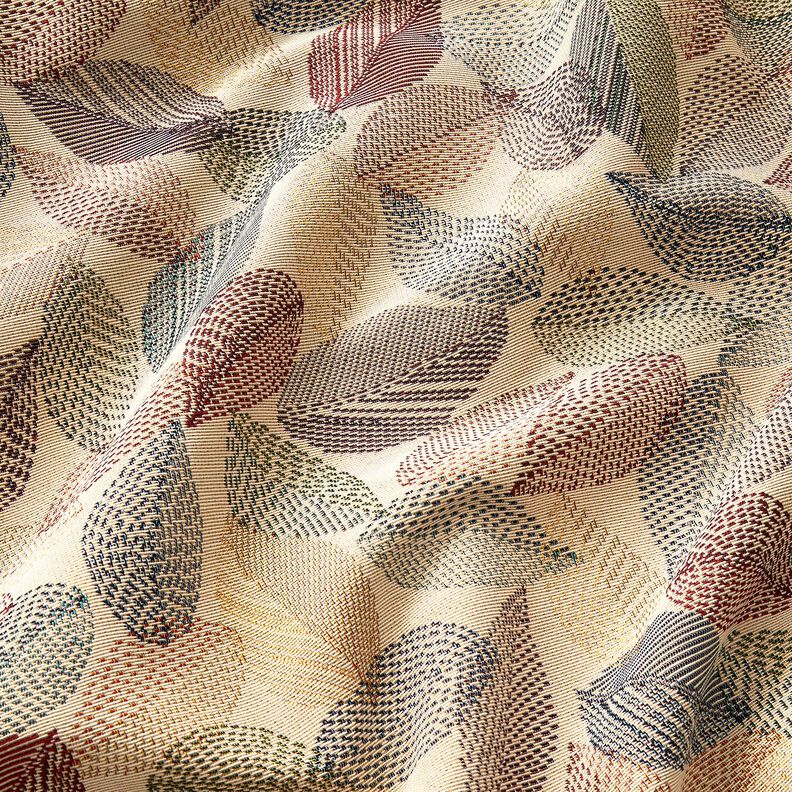 Dekorationsstof Gobelin bladskitser – lysebeige/grøn,  image number 2