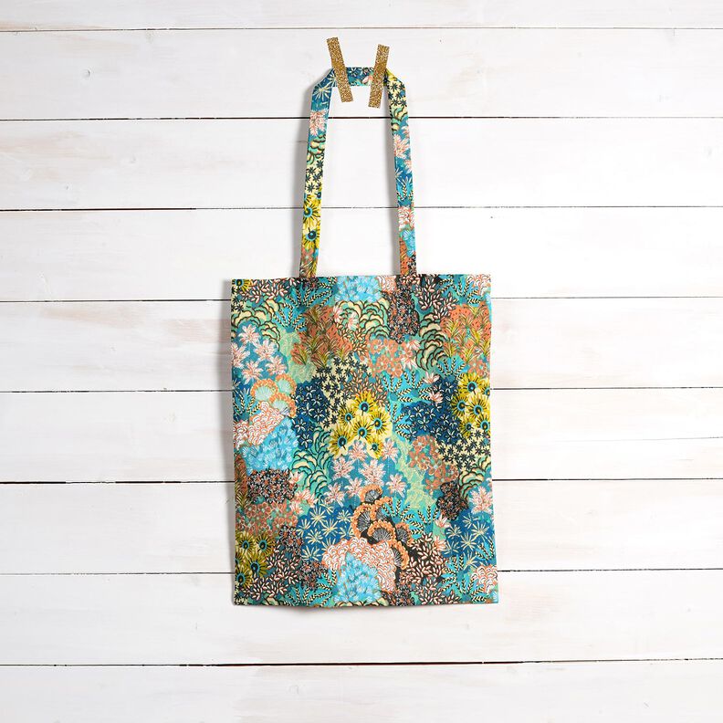 Imprægneret voksdug blomsterhav – havblå/terracotta,  image number 8