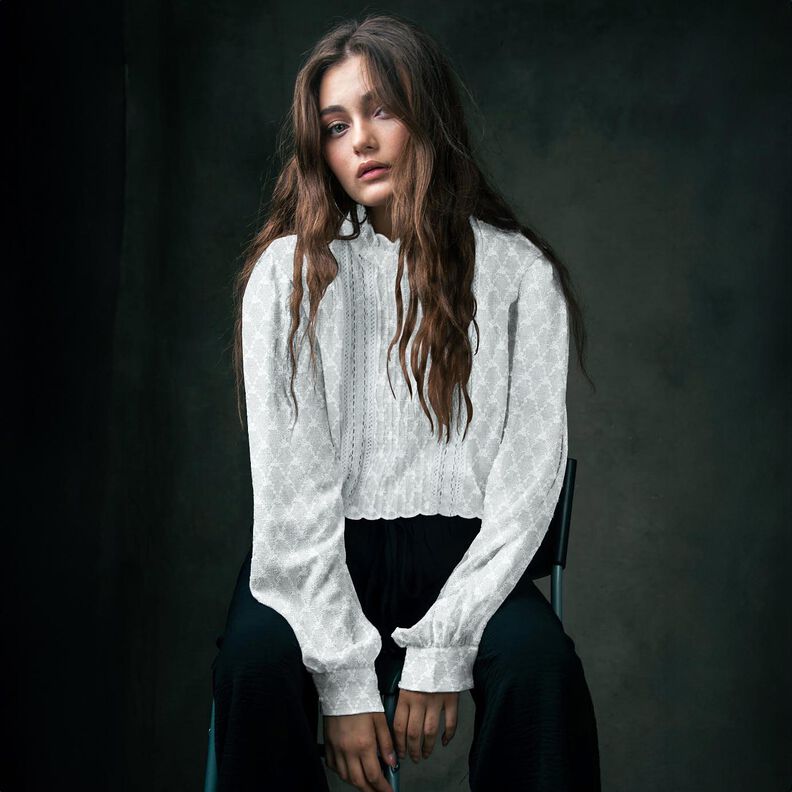 Bomuldsstof Hulbroderi Blomsterromber| Poppy Fabrics &ndash; hvid,  image number 6