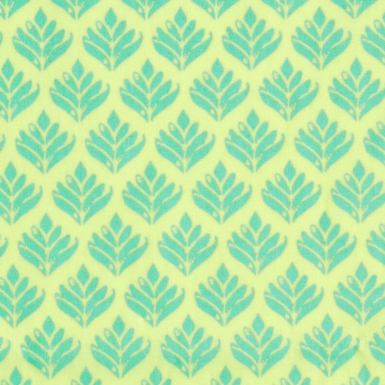 Imprægneret voksdug abstrakte vifter – Citrongul/aquablå,  image number 1