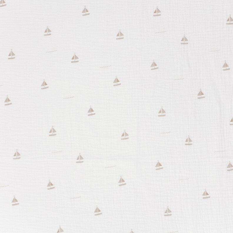 Musselin/Dobbelt-Crincle stof små sejlbåde – uldhvid/natur,  image number 1