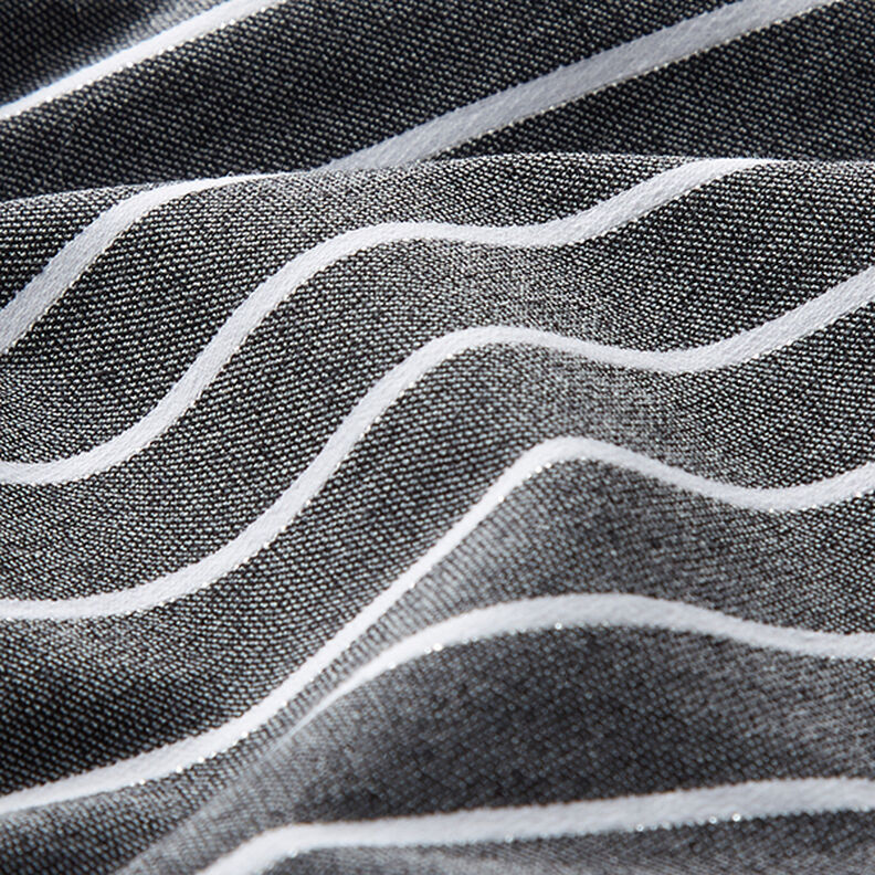 Viskose-stretch med glitterstriber – sort/hvid,  image number 2