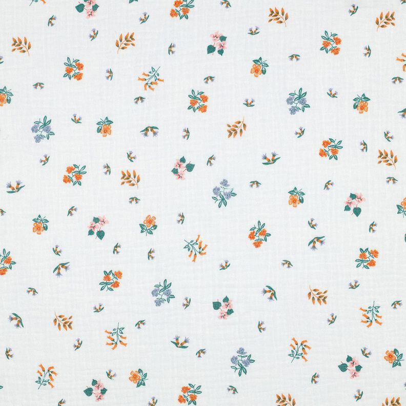 Musselin/Dobbelt-Crincle stof blomster | Poppy Fabrics – elfenben/ferskenorange,  image number 1