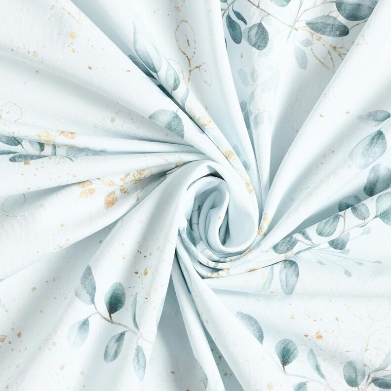 Bomuldsjersey eucalyptus | Glitzerpüppi – hvid/dueblå,  image number 3