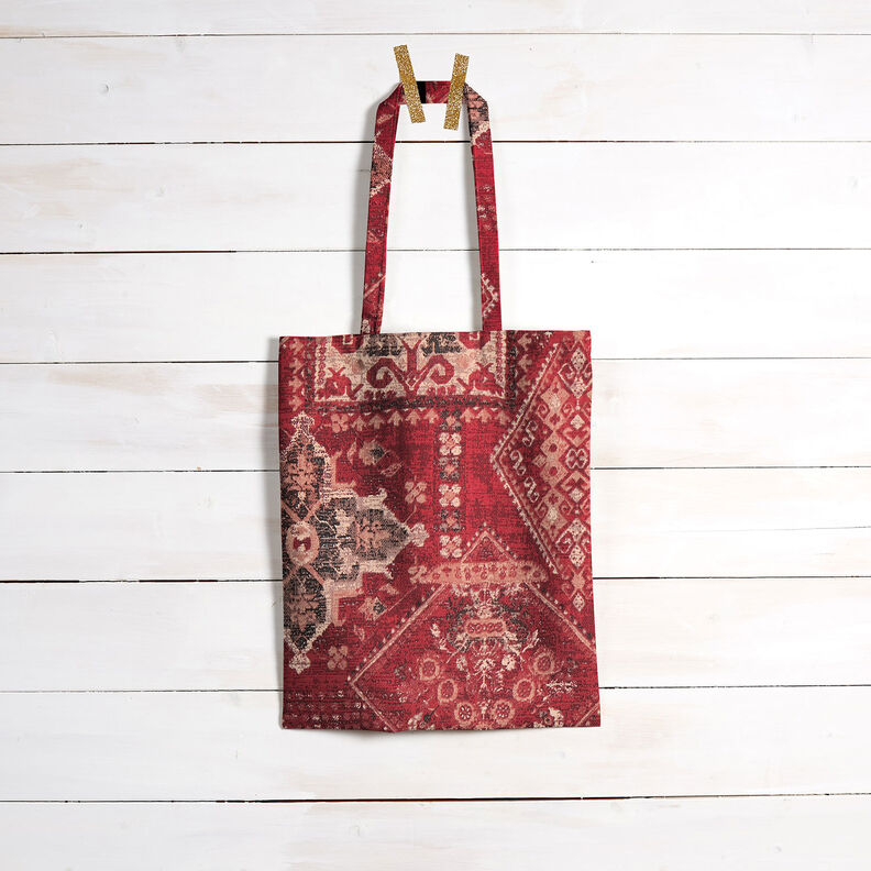 Dekorationsstof Halvpanama kelimtæppe – karminrød,  image number 9