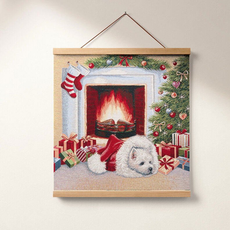 Panel Gobelin Hund til festdagen – grøn/rød,  image number 6