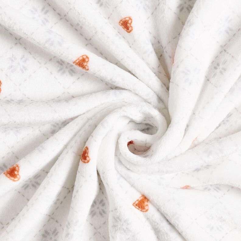 Hyggefleece diamanter og hjerter &ndash; elfenben/kobberfarvet,  image number 3