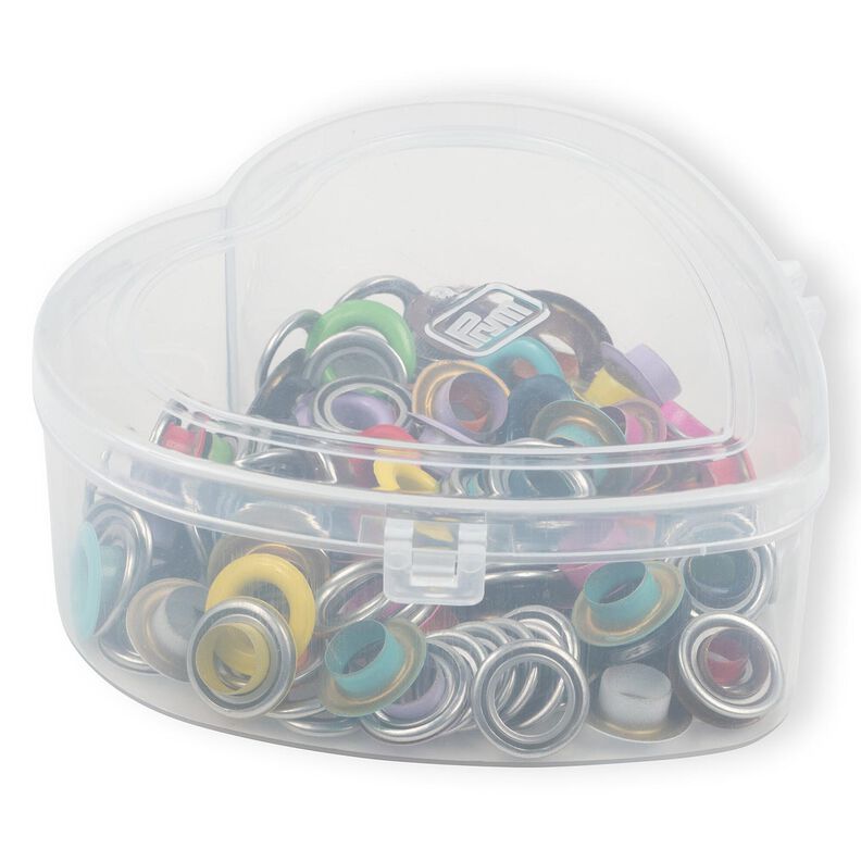 Øjer med skiver, i hjerteformet æske [8 mm] | Prym,  image number 1