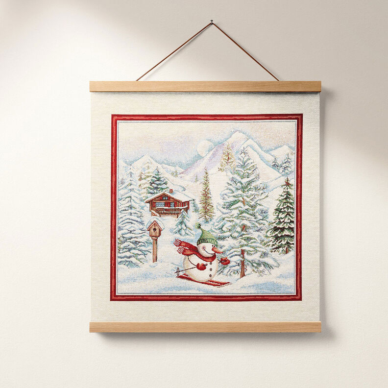 Dekorativt panelstof Gobelin snemand – karminrød/lysebeige,  image number 7