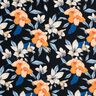 Badetøjsstof Store hibiscusblomster – sort-blå/apricot,  thumbnail number 1
