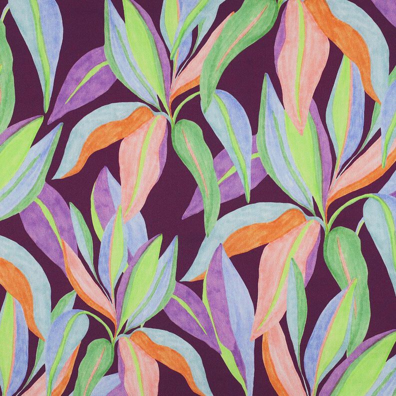 Bomuldssatin Blade digitaltryk| Poppy Fabrics &ndash; aubergine/lysegr&oslash;n,  image number 1
