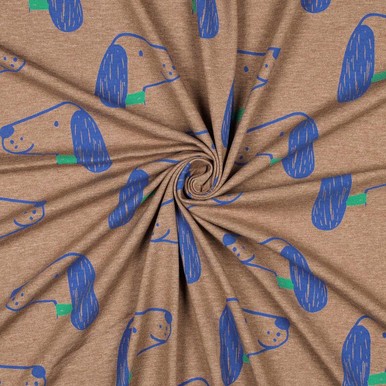 Bomuldsjersey hunde | Poppy Fabrics – lysebrun/kongeblå,  image number 3
