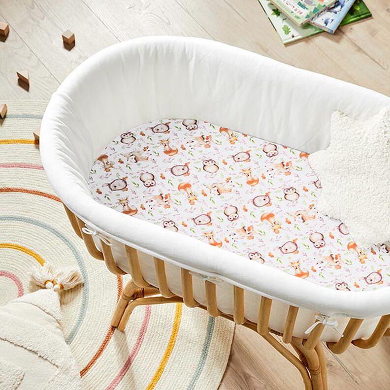 Bomuldsstof Perkal dyr fra skoven – hvid/lysebrun,  image number 6