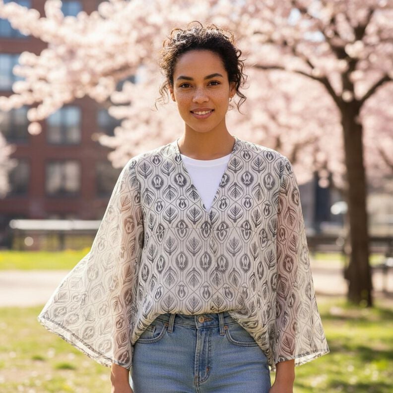 Chiffon art deco-m&oslash;nster &ndash; sort/hvid,  image number 6