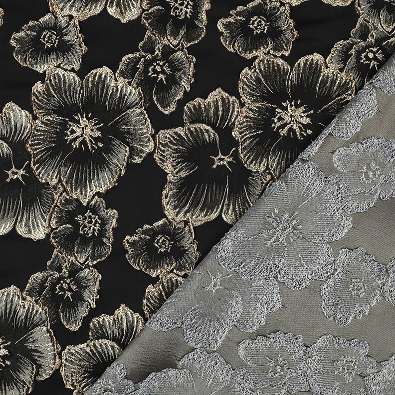 Jacquard blomster med 3D-effekt – sort/mandel,  image number 4