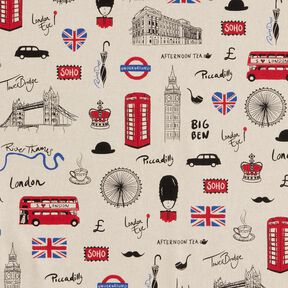 Dekorationsstof Halvpanama London – natur/rød, 