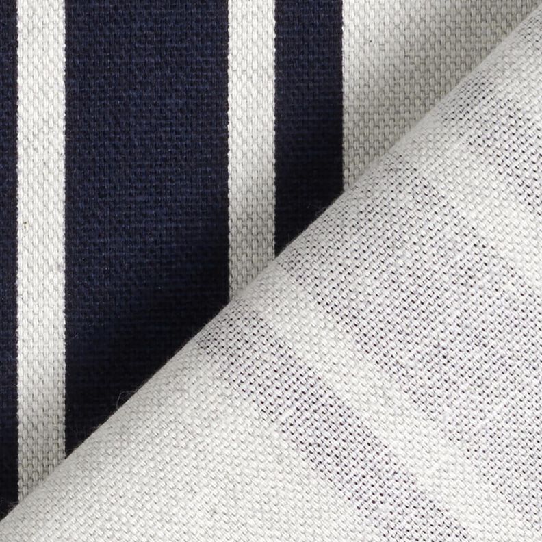 Dekorationsstof Panama blokstriber – sort-blå/tågegrå,  image number 4