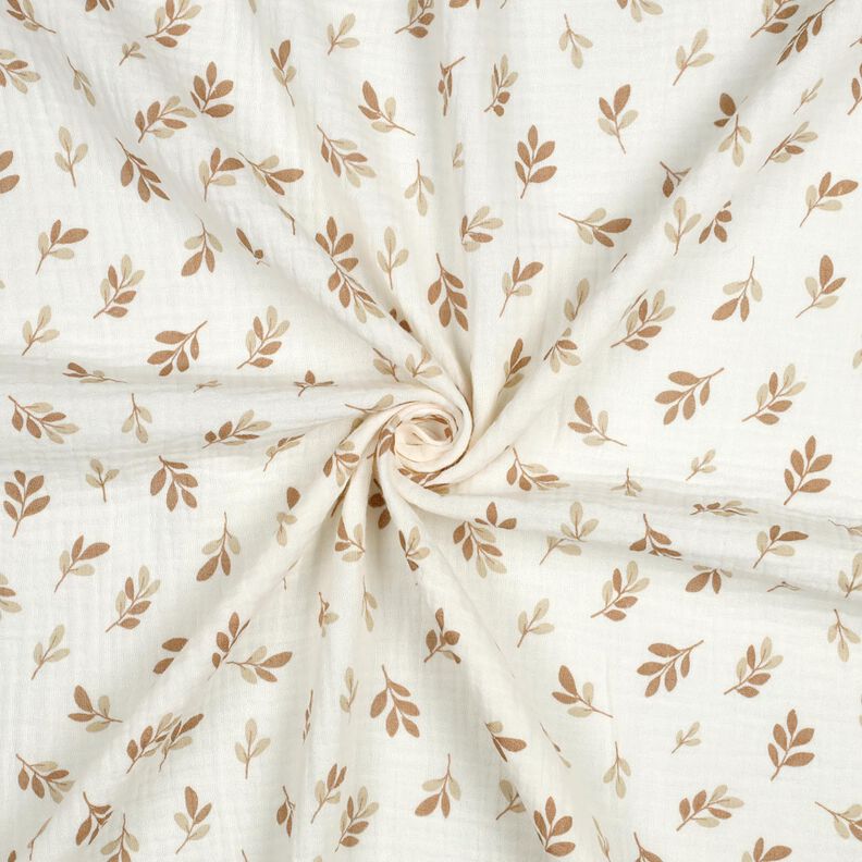 Musselin/Dobbelt-Crincle stof grene | Poppy Fabrics – elfenben/mocca,  image number 3