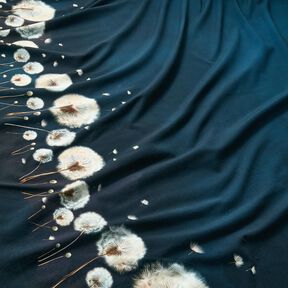 Bomuldsjersey mælkebøtter Bordure stof | Glitzerpüppi – sort-blå/mandel, 