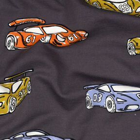 French Terry Sommersweat racerbiler | Poppy Fabrics – grå, 