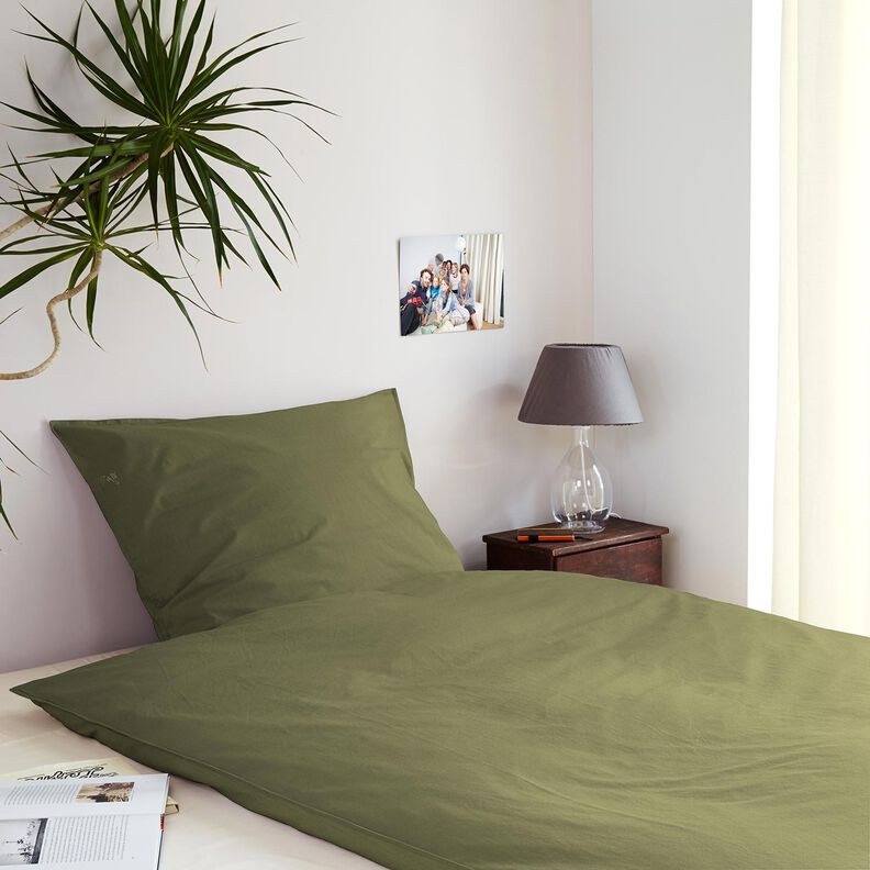Bomuldssatin Ensfarvet – olivengrøn,  image number 7