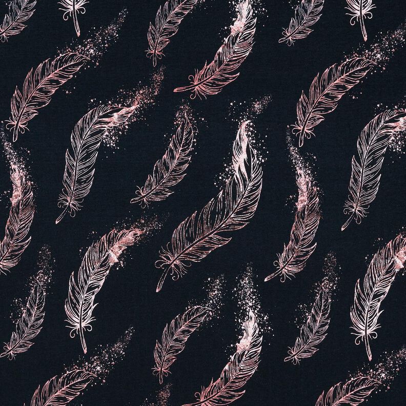 Bomuldsjersey guldfjer | Glitzerpüppi – sort-blå/mørk gammelrosa,  image number 1