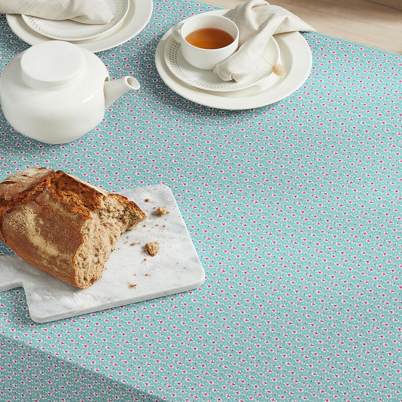 Bomuldsstof Poplin sm&aring; ornamenter &ndash; mint/pastelviolet &ndash; mint/pastelviolet,  image number 7