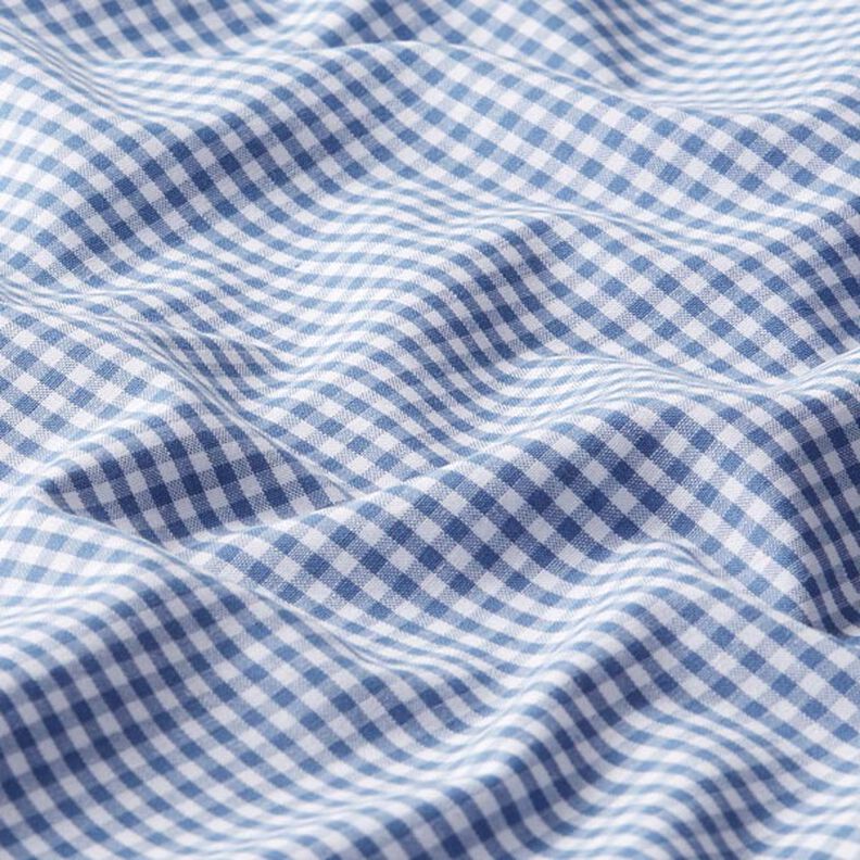 Bomuldspoplin Små vichytern, garnfarvet – jeansblå/hvid,  image number 2