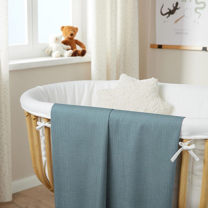 GOTS Trelags bomulds-musselin – petrol,  image number 8