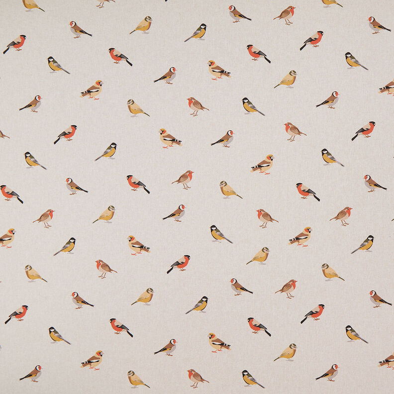 Dekorationsstof Halvpanama små havefugle – natur,  image number 1