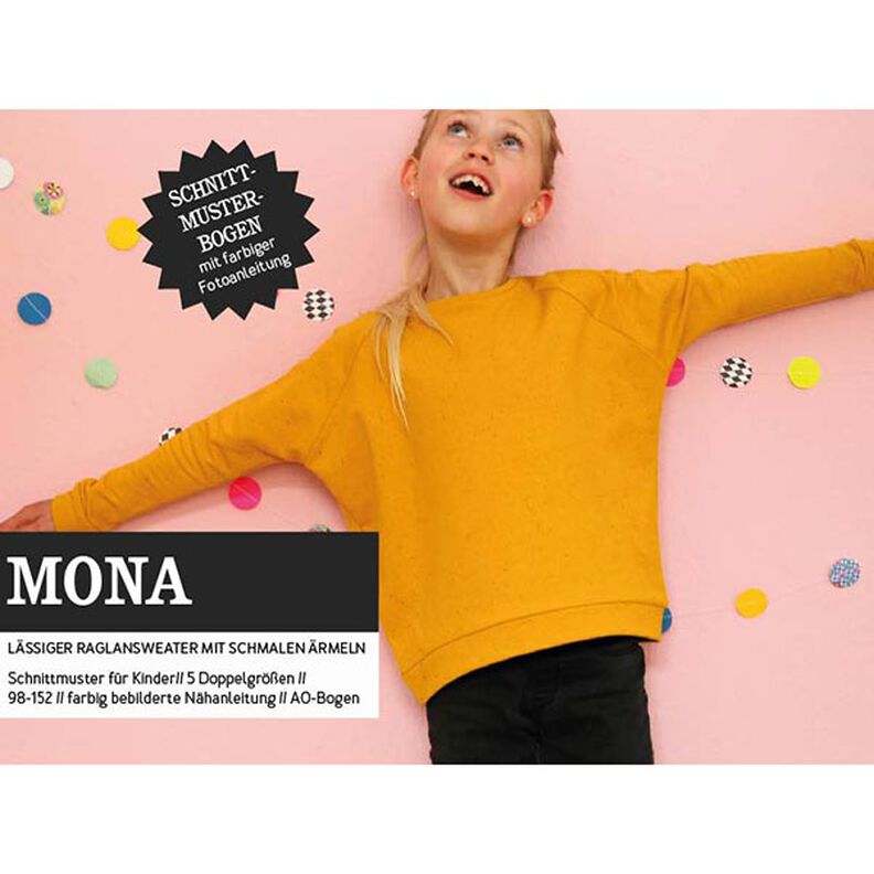MONA - raglansweater med smalle ærmer, Studio Schnittreif  | 98 - 152,  image number 1