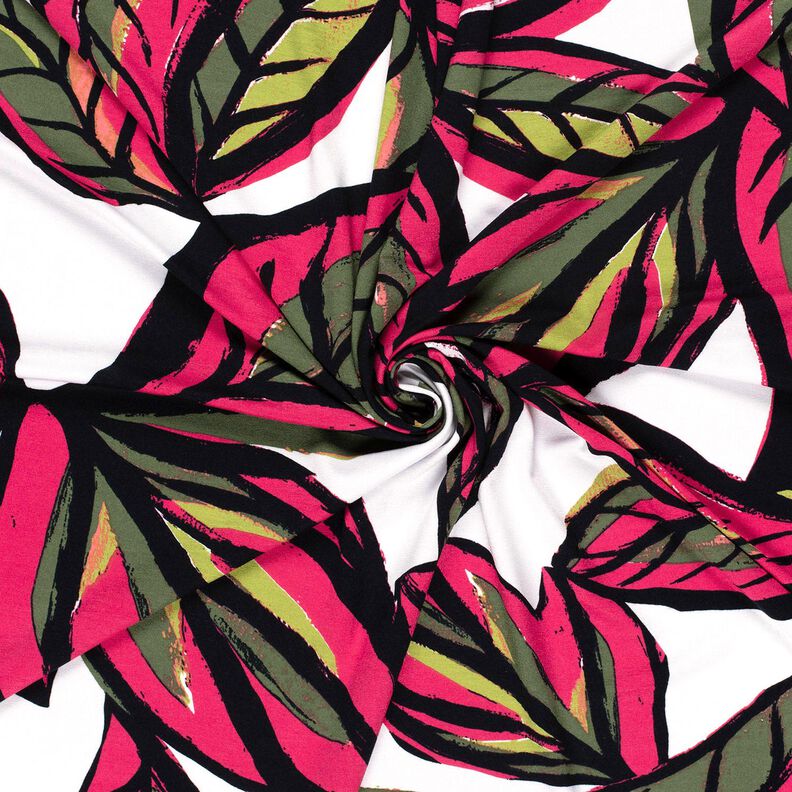 Viskosejersey store blade – intens pink/natblå | Reststykke 60cm,  image number 3