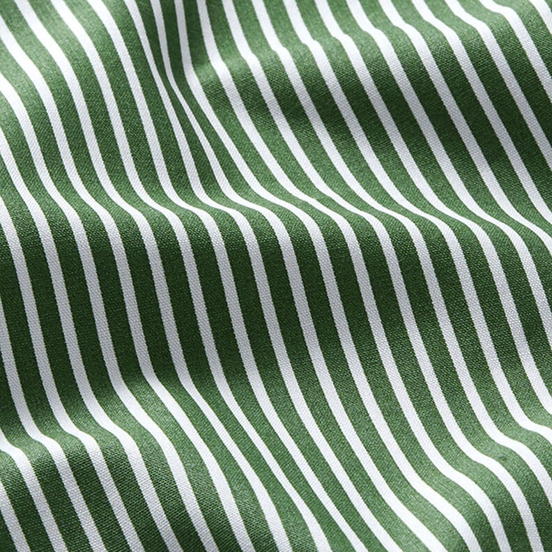 Bomuldspoplin Striber – mørkegrøn/hvid,  image number 2