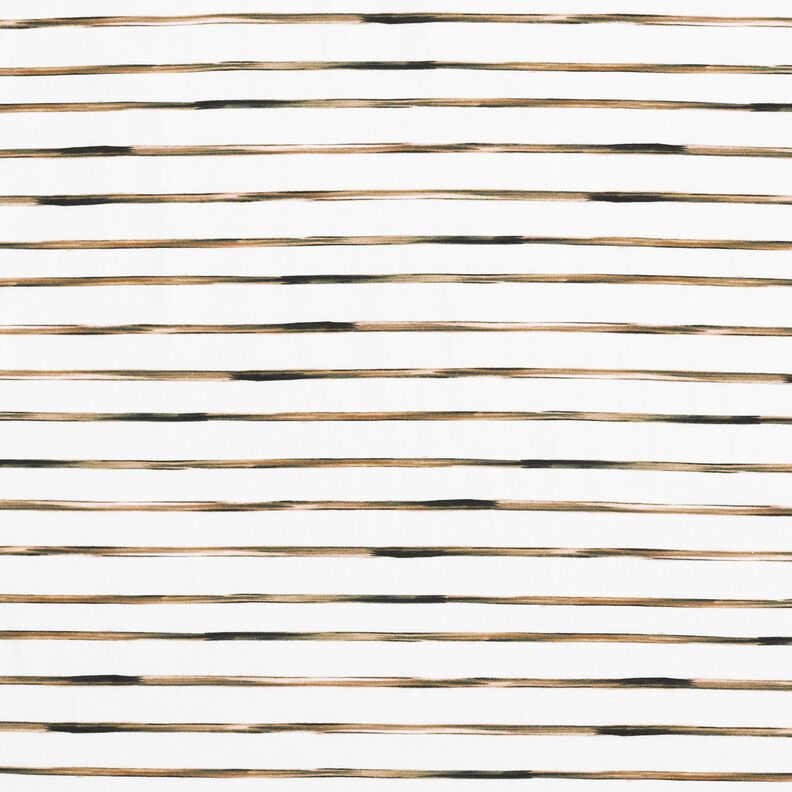 Bomuldsjersey akvarel brede striber Digitaltryk – elfenben/sortbrun,  image number 1
