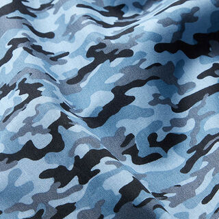 Bomuldsstof Poplin Camouflage – blå, 