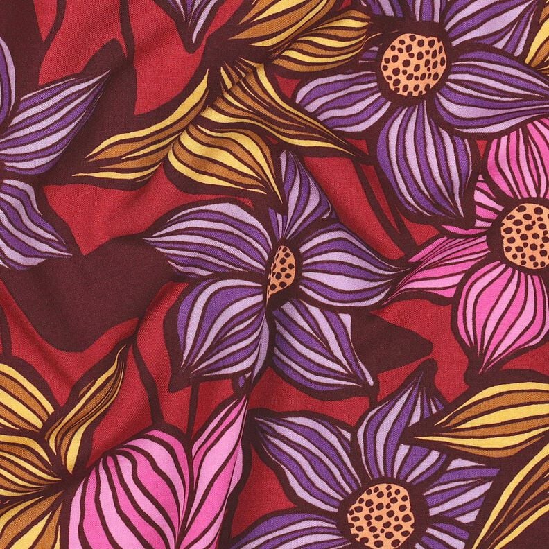 LENZING™ EcoVero™ Viskosestof blomster | Poppy Fabrics – merlot/apricot,  image number 2
