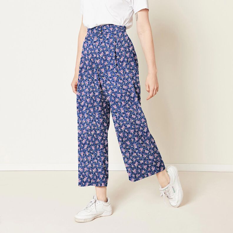 Stretch Satin Jacquard blomsterbuketter – marineblå,  image number 5