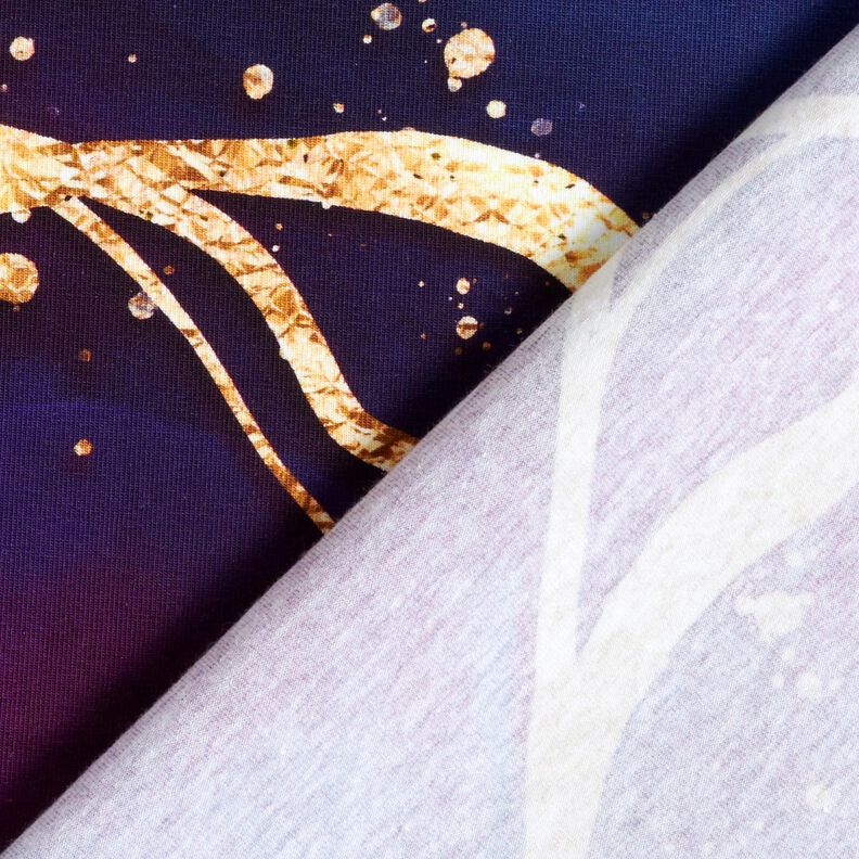 Bomuldsjersey drømmende marmor | Glitzerpüppi  – rødlilla/gammelguld,  image number 4