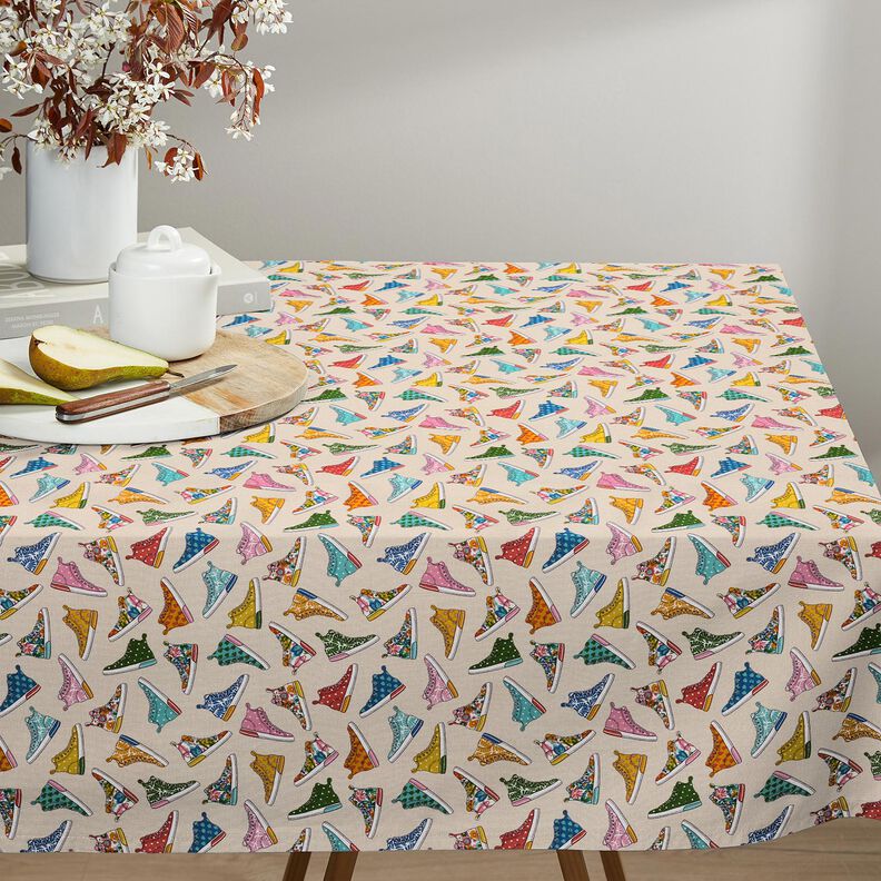 Bomuldsstof Cretonne farverige sneakers &ndash; lysebeige,  image number 6