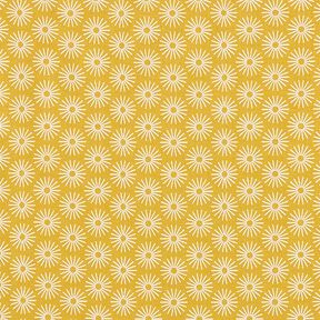 Bomuldsjersey skinne blomster – karrygul, 
