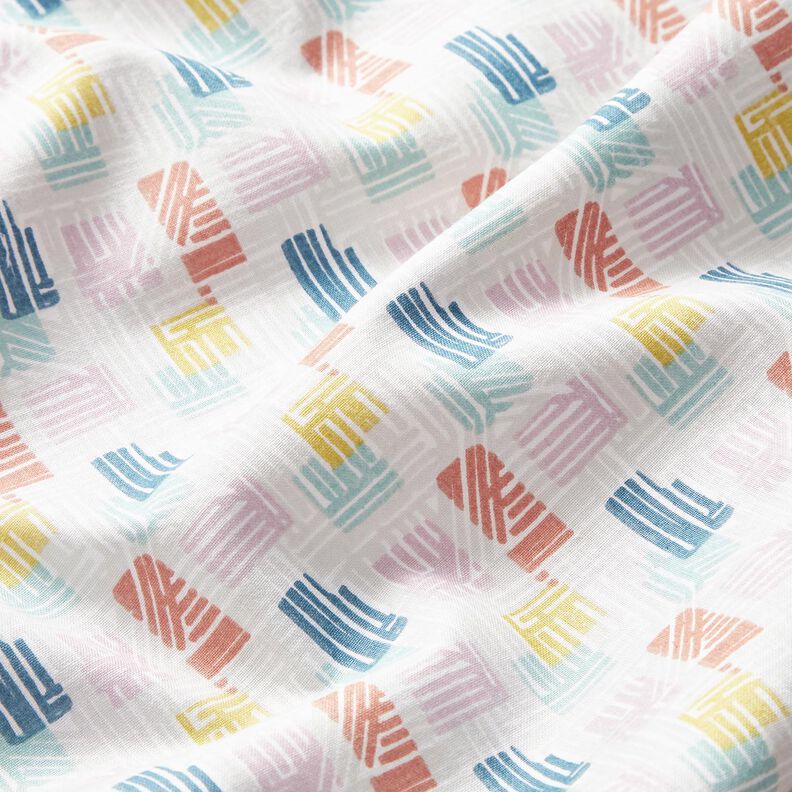 Bomuldsstof Cretonne skraverede former – sølvgrå/pastelviolet,  image number 2